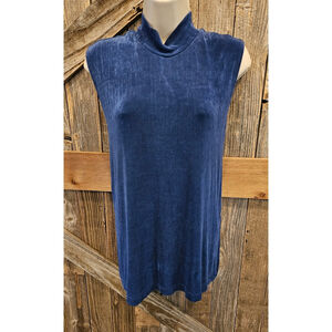 Jacket Required Blue Sleeveless Acetate Top Blouse XL